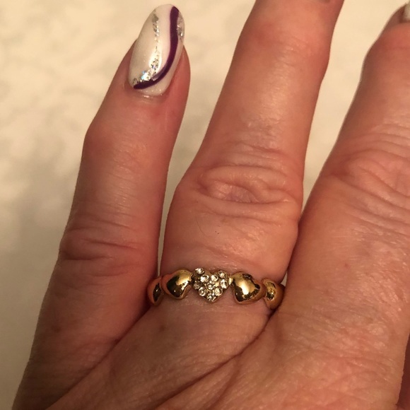 💜 Gold  Black Rose Gold Size 9/10 Heart Rings Set of 3 - Picture 3 of 11